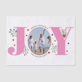 Pink Joy with berries Christmas photo Seidenpapier