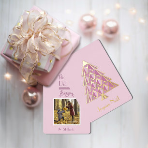 Pink Joyoux Weihnachten Foto Weihnachtskarte Folieneinladung