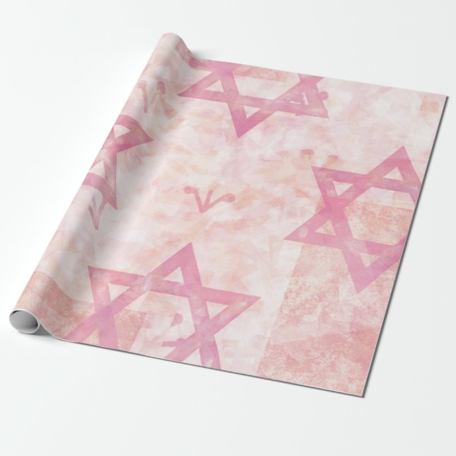 Pink-jüdisches Design-Papier Geschenkpapier (Ungerollt)