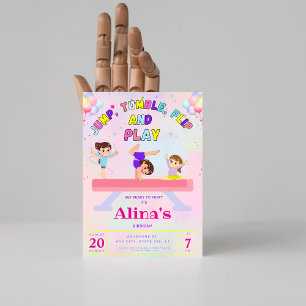 Pink Jump tumb & dreh Gymnastik Geburtstag Einladung