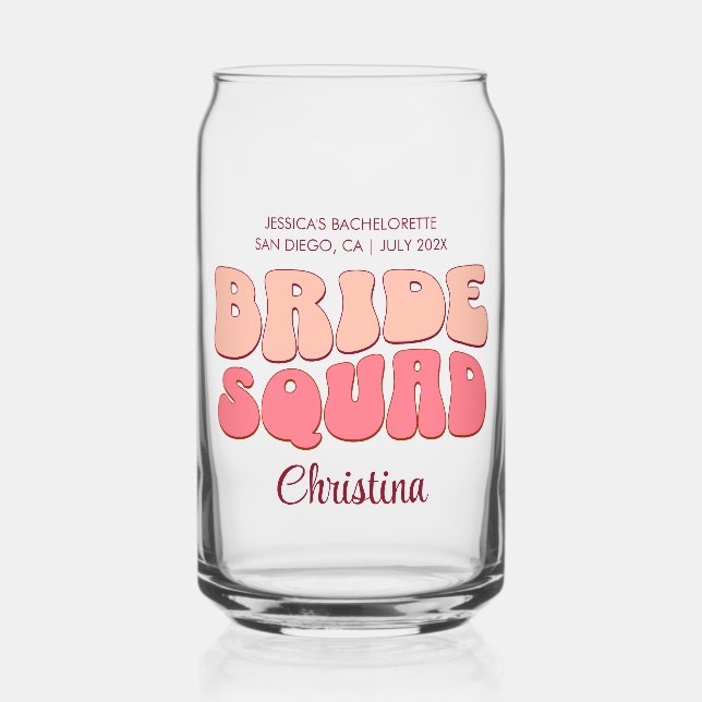 Pink Junggeselinnen-Abschied Bride Squad Bridesmai Dosenglas (Vorderseite)