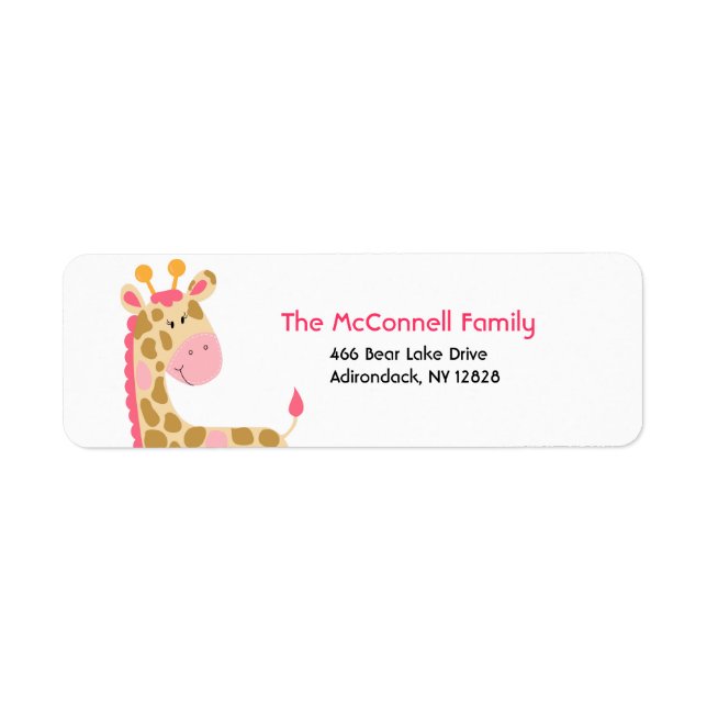Pink-Jungle-Giraffe-PRINTABLE-ADRESSE-ETIKETTEN (Vorne)