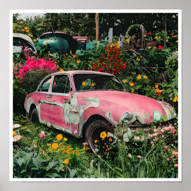 Pink Junkyard Car Poster (Vorne)