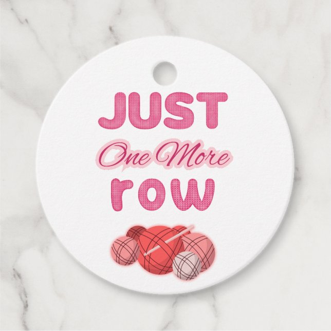 Pink Just One More Row Knitting Geschenkanhänger (Vorderseite)