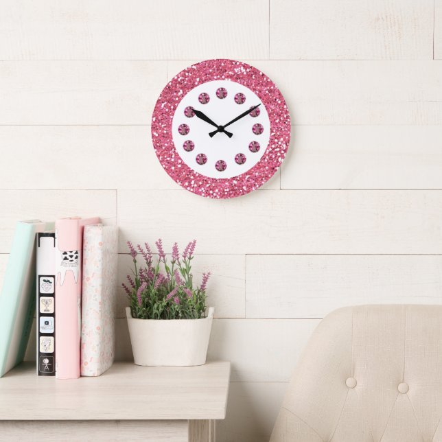 Pink Juwel Blende Wand-Uhr Große Wanduhr (Lesesaal)