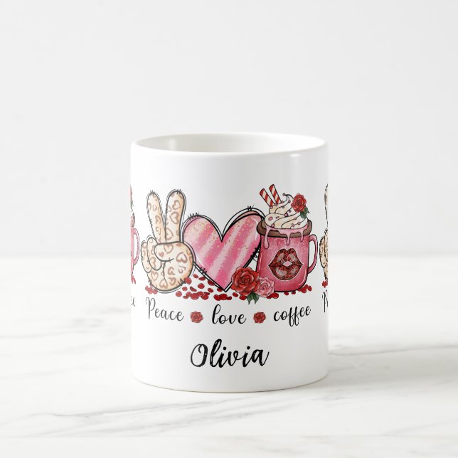 PINK KAFFEE MUGS PEACE VALENTINE TAGESNAMEN TASSE (Mittel)