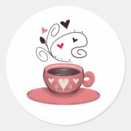 Pink-Kaffeetasse Runder Aufkleber