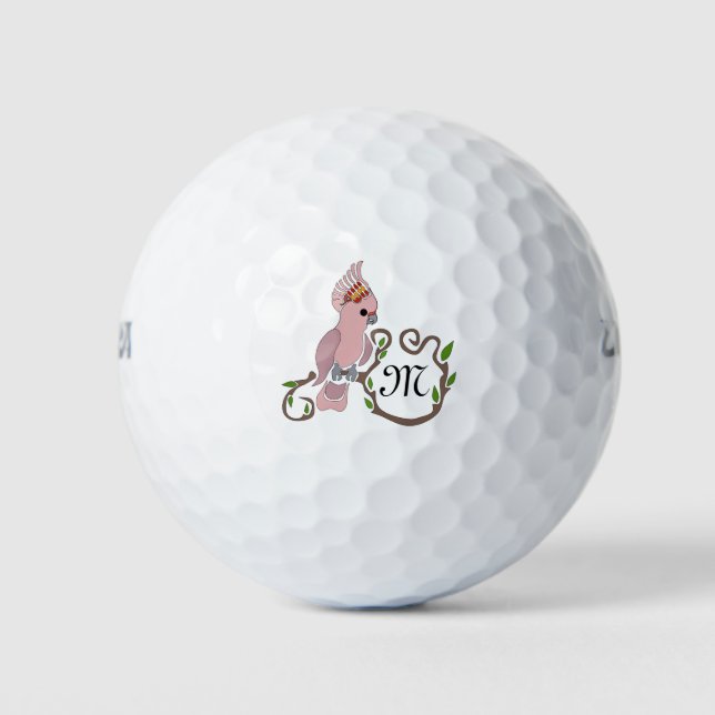 Pink-Kakadu-Monogramm Golfball (Vorderseite)