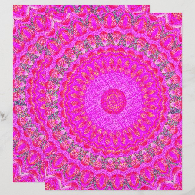 Pink Kaleidoscope Scrapbook Paper 2-Sided Page (Vorne/Hinten)