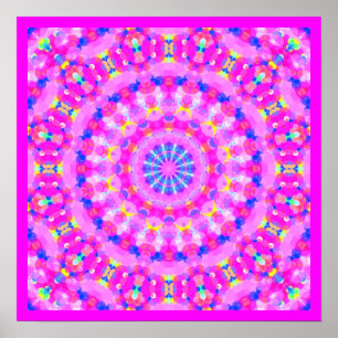 Pink Kaleidoskop Mediapester w Border Small Poster