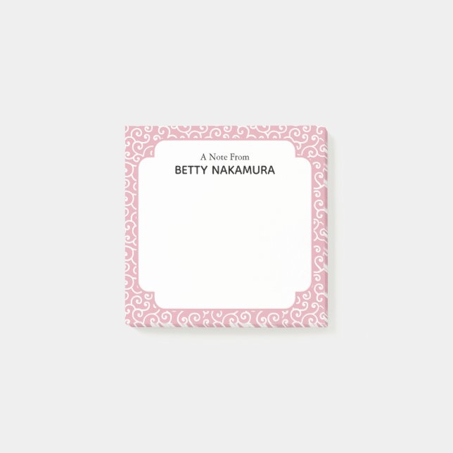Pink Karakusa Japanisches Weinmuster Muster Post-it Klebezettel (Vorderseite)