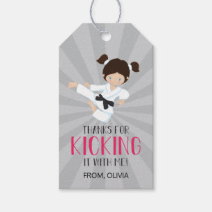 Pink Karate Mädchen Geburtstag Geschenkanhänger