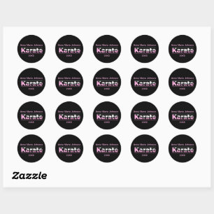 Pink Karate Martial Arts Moderne Typografie Runder Aufkleber