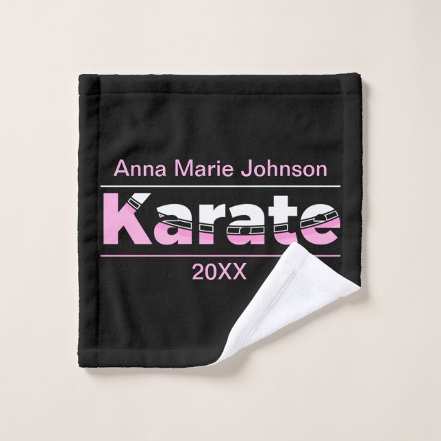 Pink Karate Martial Arts Moderne Typografie Waschlappen (Waschlappen)