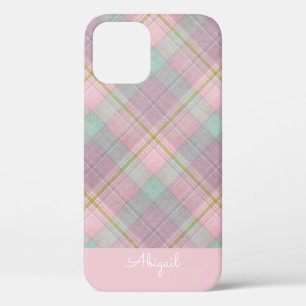 Pink Kariert Elegant Script Name Case-Mate iPhone  Hülle