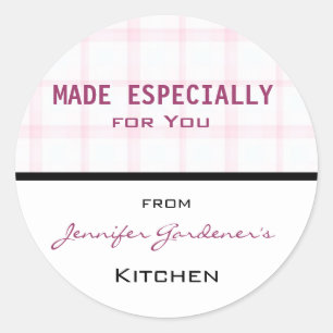 Pink Kariert Jar Sticker