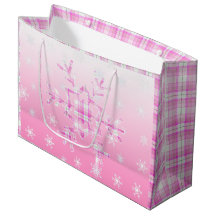 Pink Kariert Snowflakes Weihnachten