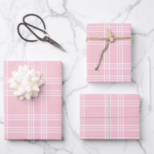 Pink Kariert Tartan Geschenkpapier Set