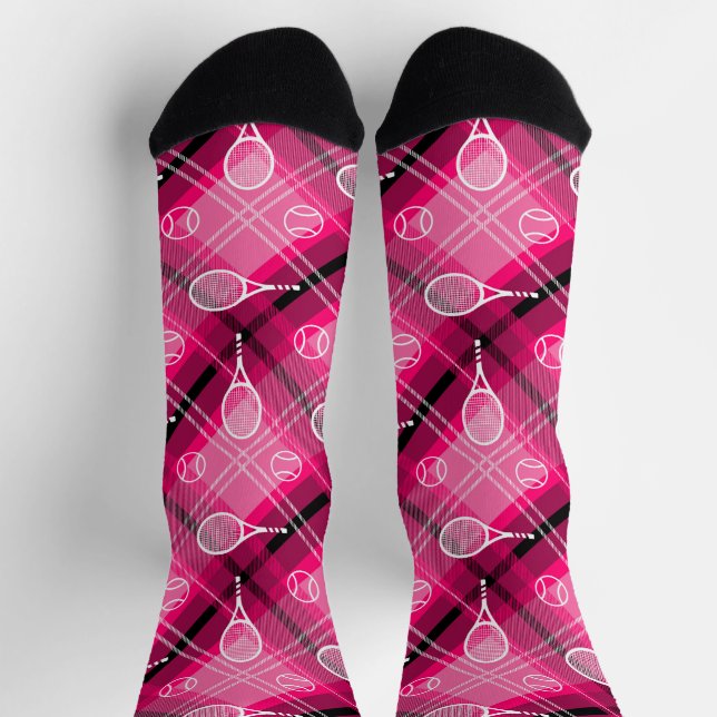 Pink kariert 🎾 Tennissocken Socken (Oben)