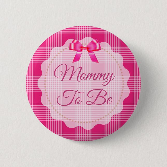 Pink Kariert und Bow Mommy als Button (Vorderseite)