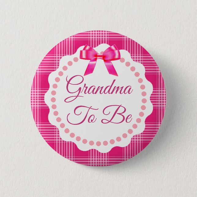 Pink Kariert und Bow Oma als Button (Vorderseite)