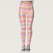 Pink Karierte Leggings - Stilvolles Damentrainings