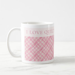 PINK KARO QUILL Weiße Tasse + Text / Blush
