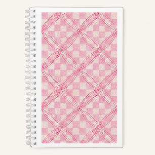 PINK KARO QUILT 5.5x8.5 SpiralNotebook / Weißes No Notizbuch