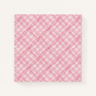 PINK KARO QUILT 8.5x8.5 SpiralNotebook Notizbuch