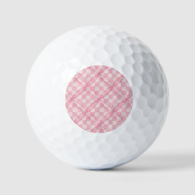 PINK KARO QUILT Golf Balls Golfball (Vorderseite)