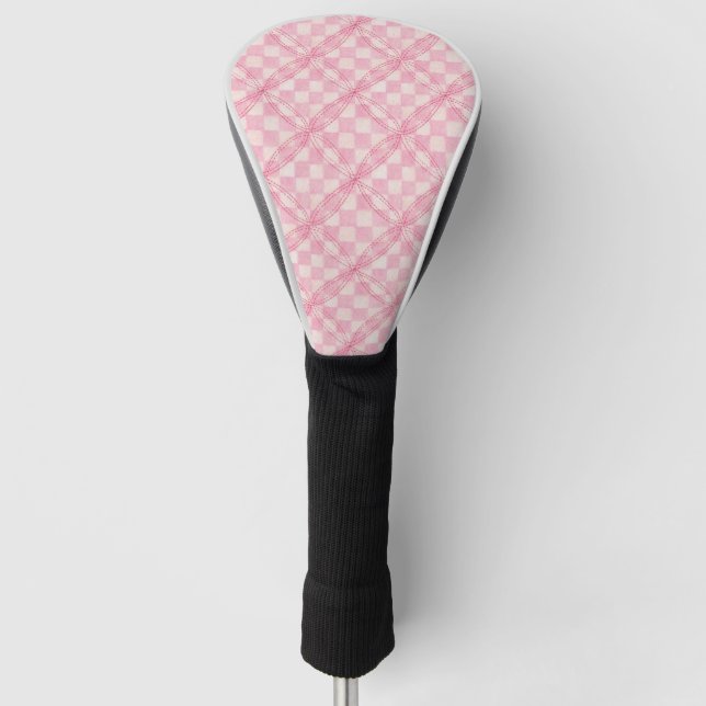 PINK KARO QUILT Golf Driver Cover Headcover (Vorderseite)