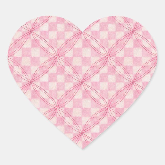 PINK KARO QUILT Heart Stickers (Vorderseite)
