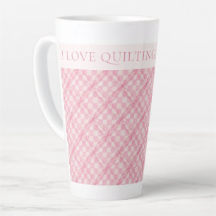 PINK KARO QUILT hohe Latte Tasse + Text / Blush