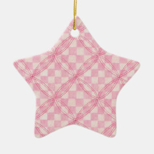 PINK KARO QUILT Keramik Startort Keramik Ornament