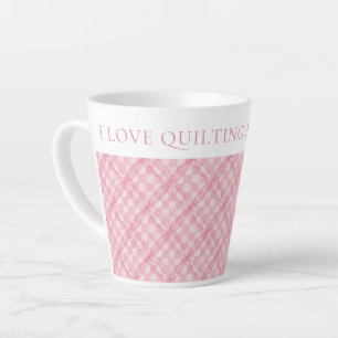 PINK KARO QUILT Latte Tasse + Text