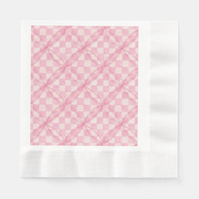 PINK KARO QUILT Luncheon Papier Napkins Serviette (Vorderseite)