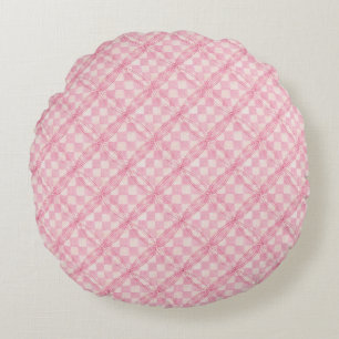 PINK KARO QUILT Rundwurfkissen Rundes Kissen