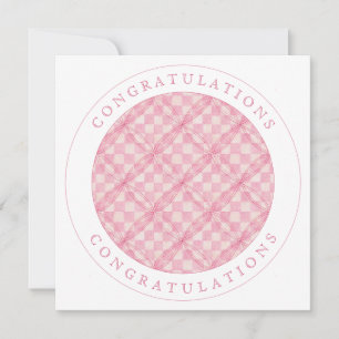 PINK KARO QUILT Square Flat Herzlichen Glückwunsch Karte