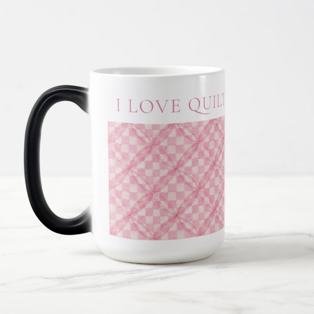 PINK KARO QUILT Tall Morphing Tasse (Links)