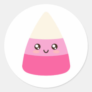 Pink Kawaii Candy Corn Runder Aufkleber