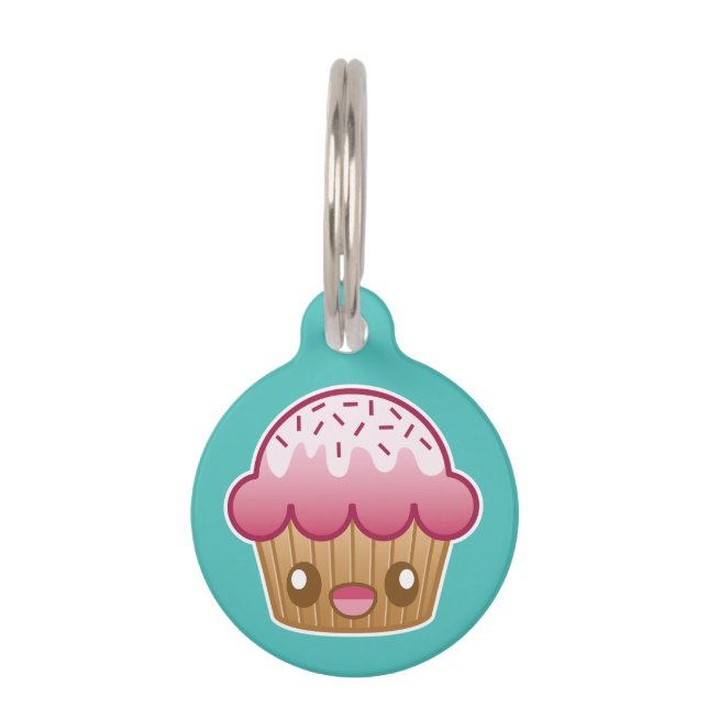 Pink Kawaii Cupcake mit benutzerdefinierten Inform Tiermarke (Vorderseite)