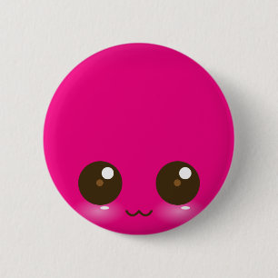 Pink Kawaii Face Button