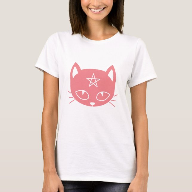 Pink Kawaii Pagan Cat T - Shirt (Vorderseite)