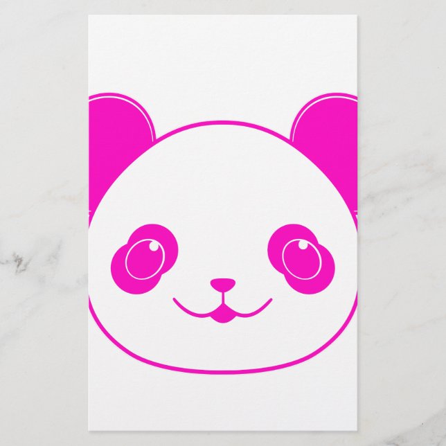 Pink Kawaii Panda Bear Briefpapier (Vorderseite)