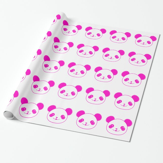 Pink Kawaii Panda Bear Geschenkpapier (Ungerollt)