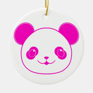 Pink Kawaii Panda Bear Keramik Ornament
