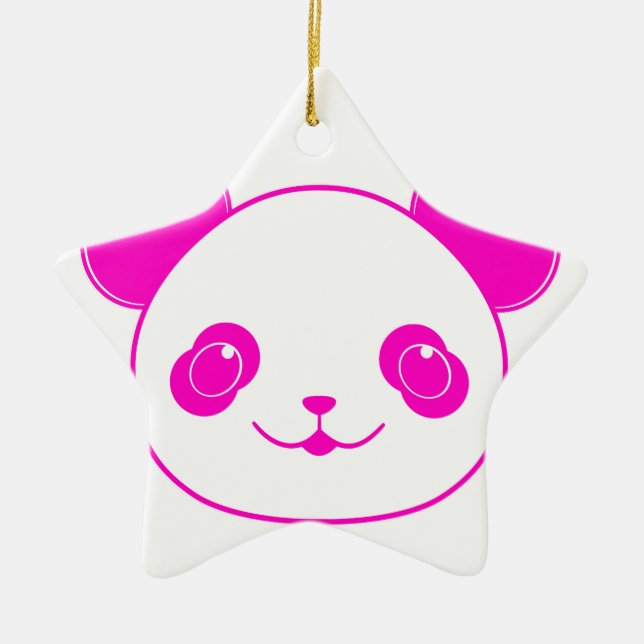 Pink Kawaii Panda Bear Keramik Ornament (Vorne)