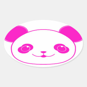 Pink Kawaii Panda Bear Ovaler Aufkleber