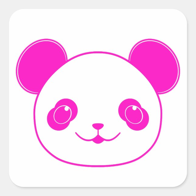 Pink Kawaii Panda Bear Quadratischer Aufkleber (Vorderseite)