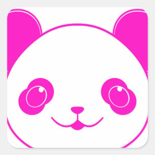Pink Kawaii Panda Bear Quadratischer Aufkleber